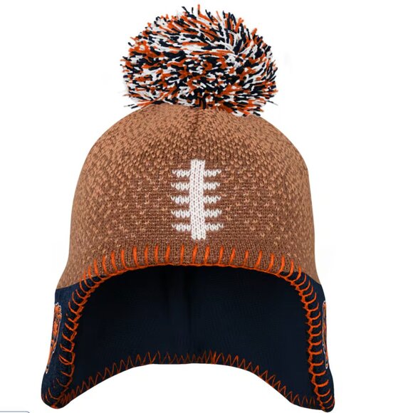 Baby Chicago Bears Football Head Knit Hat with Pom - Picture 2 of 2